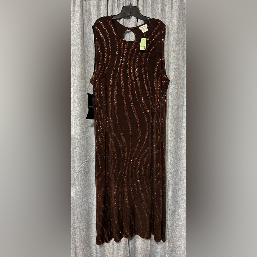 Avenue Collection Elegant Brown Glitter Sleeveless Dress 26